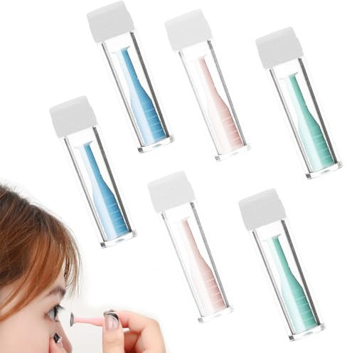 Ruayia Kontaktlinsen Einsetzhilfe mit Pinzette Set 6 Stück, Kontaktlinsen mit Kasten Sauger Kontaktlinsen Entferner Weiche Silikion Kontakt Absaugung Halter Entferner - Blau*2 + Rosa*2 + Grün*2