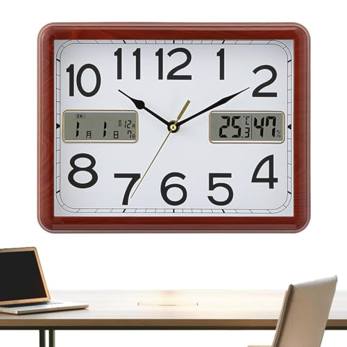 Orologio da parete analogico con termometro e igrometro digitale, per la climatizzazione 'ambiente, radiosveglia da parete NX con termometro e igrometro - diametro 30 cm, radiosveglia da parete My