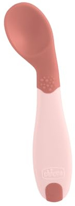 Chicco ESSLERNLÖFFEL, ANGEWINKELT, klein und leicht, mit abgewinkelter Form und ergonomischem Griff zum Selbstfüttern 8+ Monate, Rosa