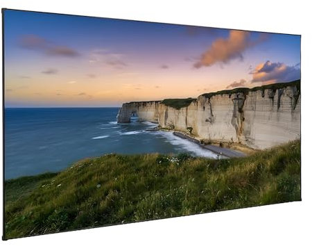 XOBRJQZ Pantalla de Proyector de Marco Fijo, Pantalla de Proyección de Montaje en Pared 16:9 8K 4K Ultra HD 3D, Pantalla de Proyector para Película de Video, Cine en Casa, Cine, Oficina(72 Inch)