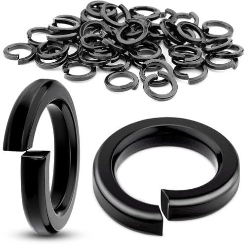 60 anelli a molla M8, in acciaio inox A2/V2A, rondelle lisce, rondelle per carrozzeria, dischi a spirale, colore nero, rondelle elastiche per elettrodomestici, dispositivi meccanici