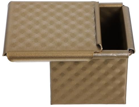 Alipis Molde Para Hornear Pan Cuadrado Pequeño Con Tapa - Molde Para Hornear Pan De Aleación Antiadherente Cubo Corrugado Caja Para Tostadas 3.14 X 2.48 X 2.48 Pulgadas