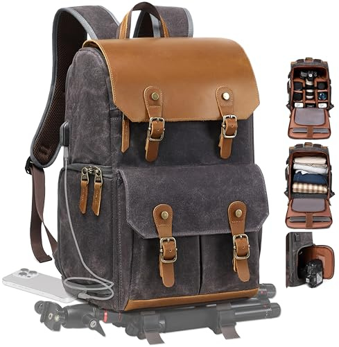Padwa Lifestyle Waxed Memory Canvas Camera Backpack - Weather Resistant Camera Bag for Photographers