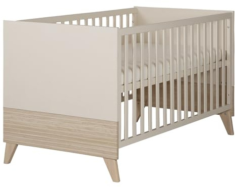 roba Cuna Sidney 70x140 cm – Cuna evolutiva con patas de madera maciza – Altura regulable – Convertible en cama junior – Beige