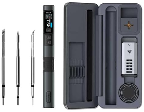DEWIN Lötkolben Set 100W, HS-02B Tragbares Elektrisches Soldering Iron mit 3 Lötkolbenspitzen Einstellbare Temperatur 100 °C bis 450 °C Schweiß- und Reparaturwerkzeuge