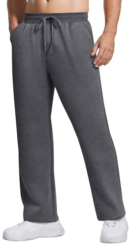 Pinspark - Pantalones de chándal para hombre de invierno de forro polar, pantalones de entrenamiento, sudadera, pantalones deportivos largos y cálidos con bolsillos, gris medio, L