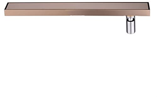 Desagüe de ducha lineal rectangular de 50 cm con colador de pelo, reversible, 2 en 1, rejilla de cubierta plana, acero inoxidable SUS 304, acabado en oro rosa, impermeable y fácil de limpiar