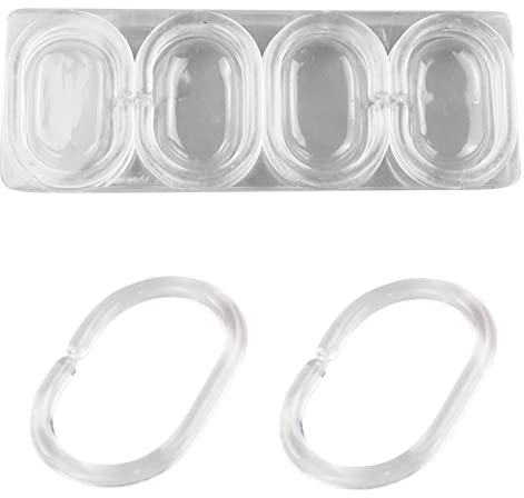 Duschdraperiringar ringar 12 stycken, duschringar för duschdraperistänger, plastduschringar, högkvalitativa duschdraperiringar med glidsystem, upphängningsringar för duschdraperi-transparent