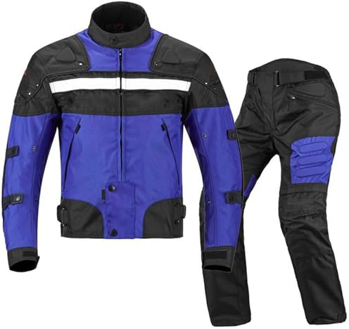 JuanNest Traje De Moto para Hombre, Conjunto Textil De 2 Piezas con Protectores, Chaqueta Impermeable Y Pantalones De Moto, Ropa De Motocross,Ropa De Motociclismo Impermeable Y Resistente Al Frío B,L