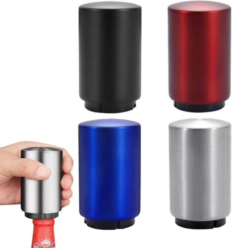 4 abridores automáticos de botellas, abrebotellas, abridor de botellas, abridor de botellas de acero inoxidable, abridor de botellas de vino, cerveza, limonada, abrebotellas, accesorios de cocina