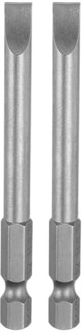 QUARKZMAN 2Pcs Embouts Tournevis Plats SL6 6mm Bout Plat 1/4 Tige Hexagonale 75mm (3) Longs Magnétiques Acier S2 Embouts Tournevis À creuser Tourneviss