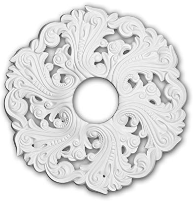 PRO[f]home® - Ceiling Rose 156003 Ceiling Decoration Medallion Rosette Decorative Element Rococo Baroque Style White Ø 52 cm Profhome