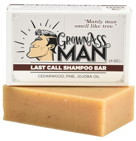 Grown Ass Man Co. - Solid Shampoo Bar Rich Lather 3 in 1: Hair, Beard & Body Wash - Plastic Free & Eco-Friendly, Natural & Organic Clean for All Hair Types, 4oz Bar (Last Call, Single)