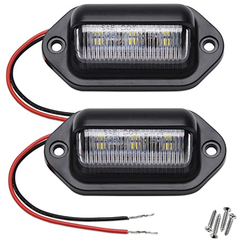 White LED License Plate Light, 12V-24V DC Waterproof Lamp Taillight, 2PCS