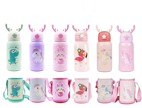 QUNUNOIRE Portatile Borraccia in Acciaio Inox Termica Bottiglia d'Acqua Sportive per Mantenere Caldo e Freddo, Borracce per Bambini Bimbo 500ML Viola