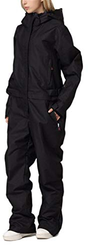 YOJOLO Skianzug Damen Herren Einteiliger Schneeanzug Ski Jumpsuit Windproof Waterproof Thermal Skibekleidung Winter Outdoor Sportmantel,Woman Black,M