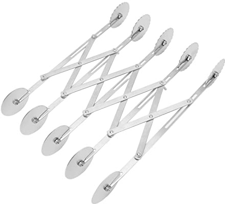 Cortador de Pastelería de 5 Ruedas Rodillo Cortador de Pastelería Retráctil de Acero Inoxidable Rebanador de Pizza Extensible Cuchillo de Pastelería Cortador para Hornear