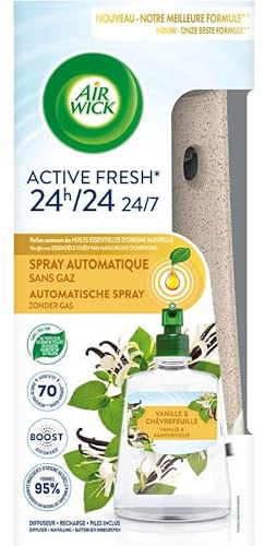Airwick Desodorant Home Automatic Gas Free Spray Active Fresh - 1 diffusor + 1 refill vaniljdoft och sheasmör