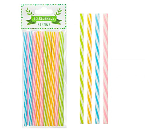 Reusable Plastic Straws, Pack of 24-4 Colours, Great for Parties and All Occassions, Multicolour (24 Bright Colours)