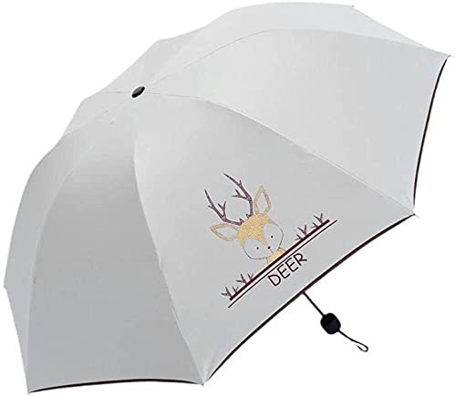 Paraguas de Viaje, sombrilla de Playa, sombrilla de Cielo, sombrilla de Sol Femenina, sombrilla de protección Solar, sombrilla Plegable de Dibujos Animados (Color : Deer)