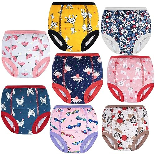 MOEMOE BABY Culotte Apprentissage Propreté Fille, Culotte d'apprentissage,Slip Apprentissage Propreté,Lot de 8,Rouge,7 Ans