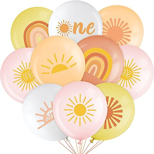 Faccito 63 Pcs Sun First Birthday Party Balloons Boho Rainbow Sunrise Latex Balloons First Trip Around the Sun Party Decorations Half Sunshine Favor for Birthday Baby Shower Decoration Supplies