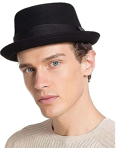 Fläskpaj hatt bryta dåliga hattar porkpie hattar ull filt Heisenberg hatt herrar brättade hattar Fedora, Svart, L