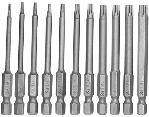 PHITUODA Juego de 11 puntas de destornillador de seguridad Torx, vástago hexagonal de 1/4, juego de destornilladores magnéticos de 3 pulgadas de longitud