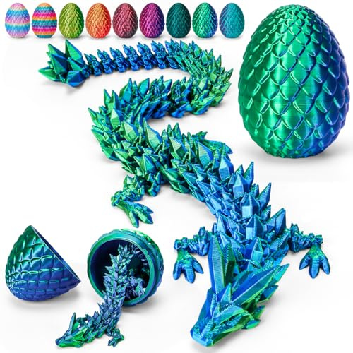 TBOLINE 12 3D Printed Dragon Egg, Cool 3D Printer Articulated Crystal Dragon Toys for Kids, Surprise Animals Figurines Fidget Dinosaur Eggs Toys for Boys Kids Teen 5-7 4-6 8-12