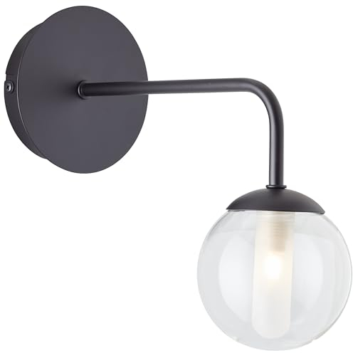 Brilliant Lampe Gitse Wandleuchte schwarz/transparent Metall schwarz 1x QT14, G9, 20 W
