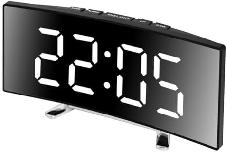 iSpchen Digitaler Wecker mit großem LED-Display Wecker Reisewecker Schlummerfunktion Lichtsteuerung intelligenter Home Office Funk-Wecker autom für Schlafzimmer Wohnzimmer kreativ Weiß