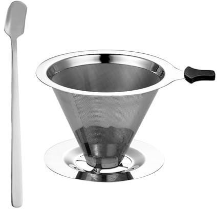 NYGGTYK 1 styck kaffefilter med 800 meshfilter, 1 basplatta, 1 silikonfodral, 1 kaffesked, kaffefilterset, återanvändbart kaffefilter, kaffe att hälla över
