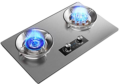 Placa de gas Estufa de gas incorporada de acero inoxidable Estufa de cocina de mesa de cocina de 75 cm, soporte para sartén de hierro fundido, protección contra llamas, kit NG/LPG [Clase energét