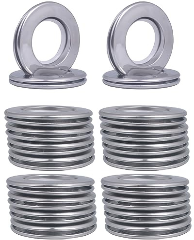 20 pezzi occhielli per tende in acciaio INOX, anelli per tende in metallo con diametro interno e occhielli 1-9/16 (40mm) Occhielli per tende romani per finestre di bagno (20 pezzi - Argento)
