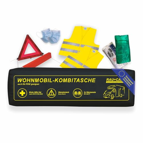 Rau Kombitasche schwarz 4-in-1 Verbandtasche + 2 Warnwesten + Warndreieck