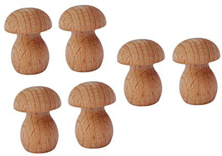NUOBESTY 6stücke Mini Holz Pilze Dekoration Unlackiert Pilze Desktop Bonsai Decor Feengartendekoration Pilzschmuck Bonsaipilz Minipilz Aus Holz Minipilz