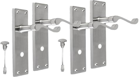 Epsom Door Handle Satin Bathroom Door Handle with Privacy Lock Set and 3 Lever Sash Lock- Victorian Style Internal Thumb Turn Latch for Interior Doors Satin Chrome (2 Pair of Bathroom Handles)