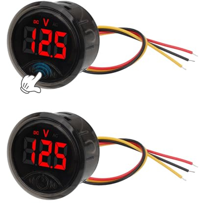 Linkstyle 2PCS DC 12V 24V Volt Meter, Waterproof Voltmeter with Touch Switch & Voltage Alarm, Battery Monitor for Car Boat Motorcycle Truck RV