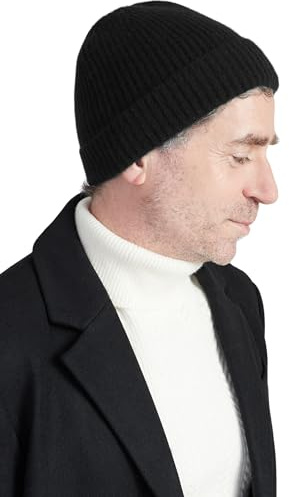 Style & Republic Herren Klassische Kaschmir Beanie mit Rippenstruktur aus 100% Cashmere, Premium Strick Mütze mit 52 cm Bundumfang, ideal für kalte Tage, One-Size/Einheitsgröße