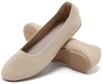 Damen Ballerina Flache Schuhe Komfort Slip On Klassische Rundkappe Pumps Schuhe Knit Faltbare Ballerinas Elegant Bequem Sommerschuhe Walking Flats für Frauen