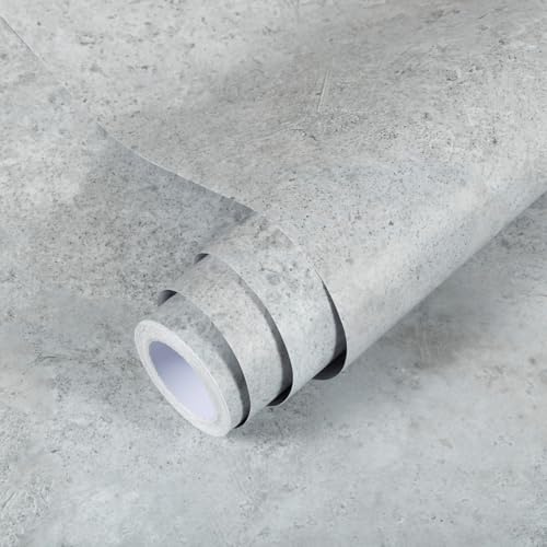 Decoroom Klebefolie Selbstklebende Matt Hellgrau Betonoptik Effekt 40X500cm | Möbelfolie Wasserdicht Folie für Möbel Küche Schrank Wand Dekorfolie Vinyl Tapete
