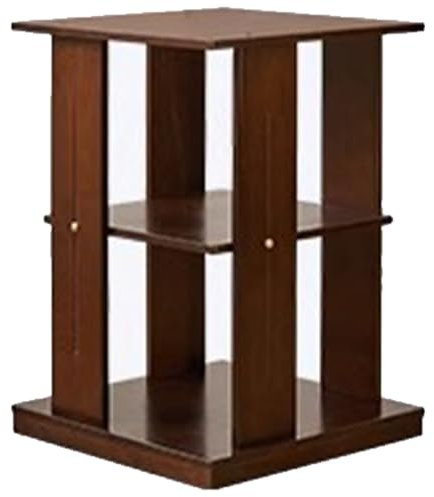Zdlopteron Bücherregal aus Massivholz mit Rollen,um 360° drehbarer Bücherregalturm,robuste Eckbücherregale,multifunktionaler Eck-Organizer for Schlafzimmer,Wohnzimmer,Büro(Walnut,2Tier)