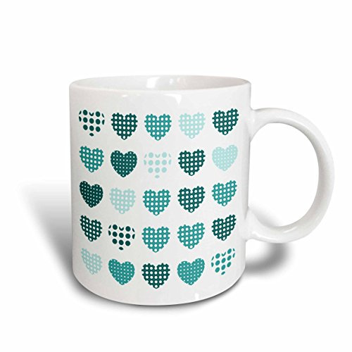 Tazze Di Caffè Particolari Tazza In Ceramica 330Ml, Teal And White Polka Dot Hearts In A Row Ceramica Mugs Personalizzabile Per Uomo Lavoro Donna