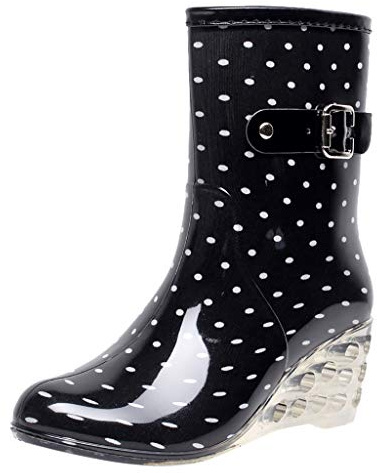 LOIJMK Gummistiefel Damen Mit Absatz Regenstiefel Arbeitsstiefel Wasserdicht Stiefeletten Regenschuhe Schlupfstiefel Halbhoch Rain Boots Garten Stiefel Gummistiefeletten Berufsstiefel Angelstiefel