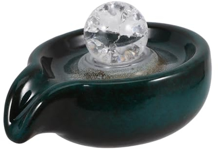 TOYANDONA Sortie de Fontaine Céramique Décorative Remplaçable pour Jardin Accessoire Cascade Eau avec Boule Vert Paon Unique pour Bassin et Fontaine Intérieur