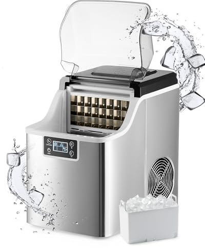 CREWORKS Machine à Glaçons 22kg/24H Ice Maker, 24 Glaçons en 11-20 Minutes Réservoir d’Eau 3,2L Fonction Auto-Nettoyage, avec Pelle et Panier à Glaçons, Portable pour Maison Bureau Bar Restaurant