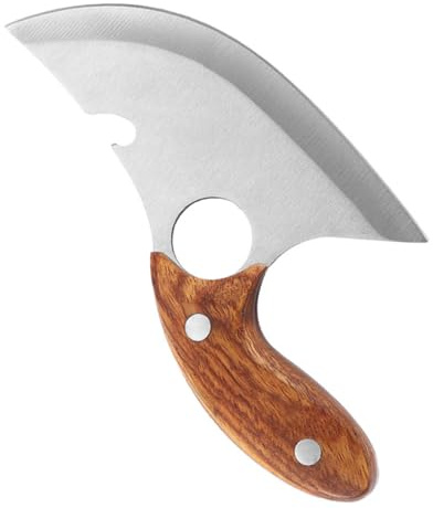 HIAKDOFT Taglierina in Acciaio Inossidabile Per Carne Alla Brace, Tagliacarne Manuale Impugnatura Antiscivolo, Coltello Da Cucina Per Affettare Arrosti e Carne Cotta
