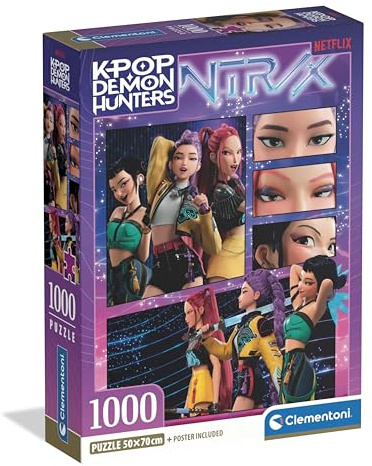 Clementoni Puzzle 1000 Pezzi per Adulti e Ragazzi, Illustrazione con Tema K-pop Demon Hunters, Idea Regalo, Made in Italy, 70x50 cm, Poster Incluso, 37125