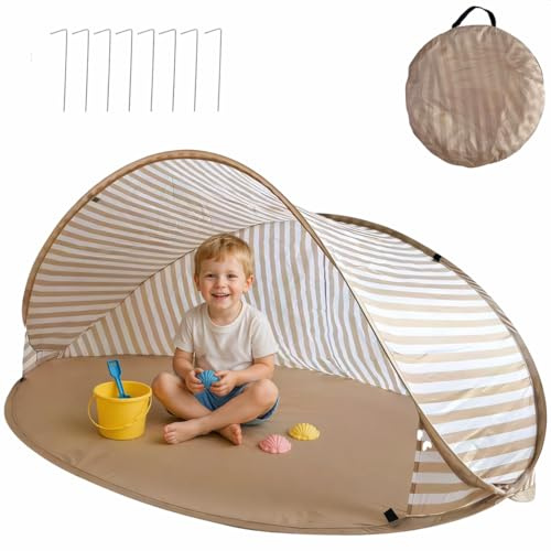 Tienda de Playa Plegable Pop-Up, Protector Solar UPF 50+, Carpa Impermeable 180x125cm, Refugio para Exteriores con Bolsa de Almacenamiento