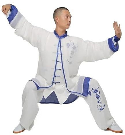 TRRYUIP Tai Chi Abbigliamento Uniforme tradizionale del drago for uomini e donne, set di abbigliamento Kung Fu, uniforme for arti marziali, Tai Chi Kleding(White-blue,155)